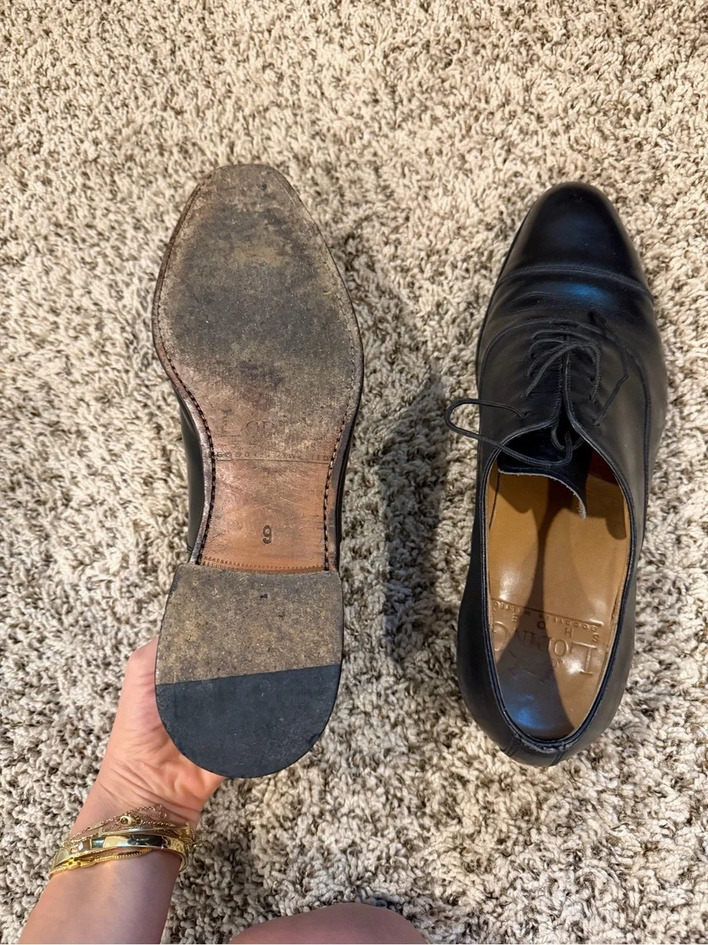 LODING Black Leather Derby Oxfords